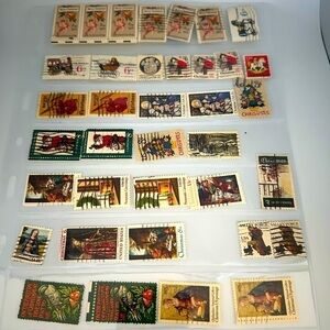 Vintage Christmas Stamps, most cancelled - 1970's
